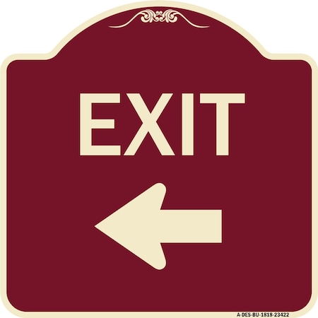 Signmission Parking Lot Exit Left Arrow Heavy-Gauge Aluminum Architectural Sign, 18" L, 18" H, BU-1818-23422 A-DES-BU-1818-23422